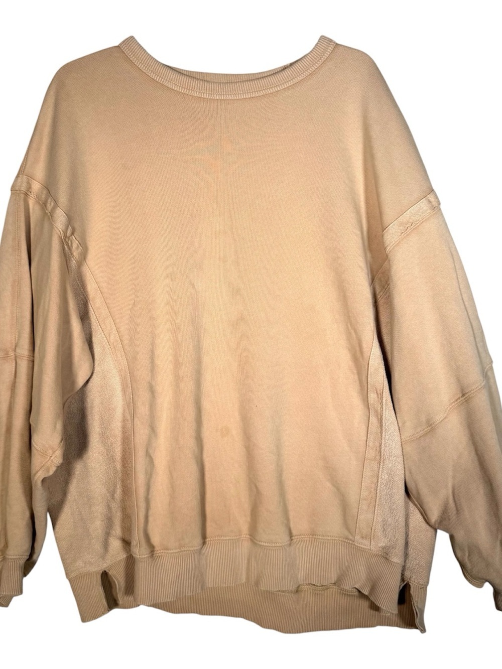 Aerie Keep It Light Tan Crewneck Tunic Sweatshirt Size Large Oversized - Picture 3 of 6